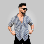 Modern Striped Crochet Shirt for Men