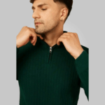 Classic Stripe Half Zipper Sweater for Men