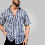 Modern Striped Crochet Shirt for Men