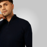 Classic Stripe Half Zipper Sweater for Men