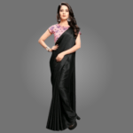 Elegant Satin Silk Saree for Women with Printed Blouse