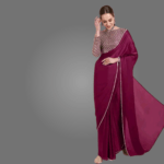 Trendy Vichitra Silk Saree for Women with Satin Embellished Blouse