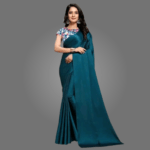 Elegant Satin Silk Saree for Women with Printed Blouse