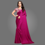 Elegant Satin Silk Saree for Women with Printed Blouse