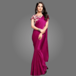 Elegant Satin Silk Saree for Women with Printed Blouse