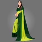 Dual-Coloured Solid Georgette Saree for Women with Blouse Piece