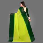 Dual-Coloured Solid Georgette Saree for Women with Blouse Piece