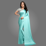 Elegant Satin Silk Saree for Women with Printed Blouse