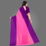 Dual-Coloured Solid Georgette Saree for Women with Blouse Piece