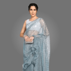 Graceful Net Saree for Women with Embellished Blouse