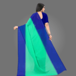 Dual-Coloured Solid Georgette Saree for Women with Blouse Piece