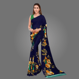 Elegant Printed Georgette Saree for Women with Blouse Piece